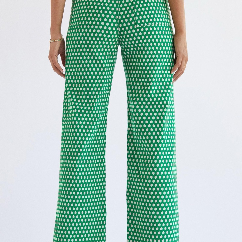 Maeve Green Polka Dot Wide Leg Pants